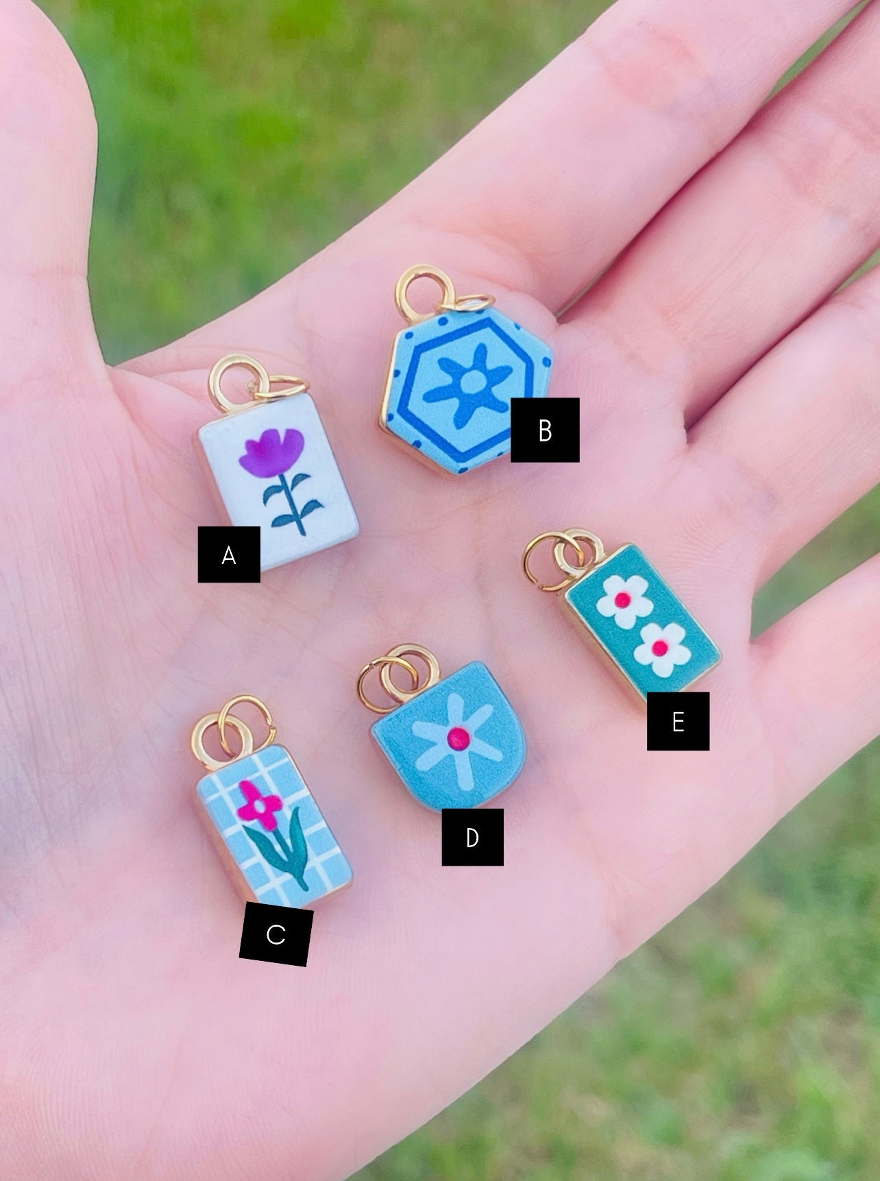 SS Enamel Flower Charms