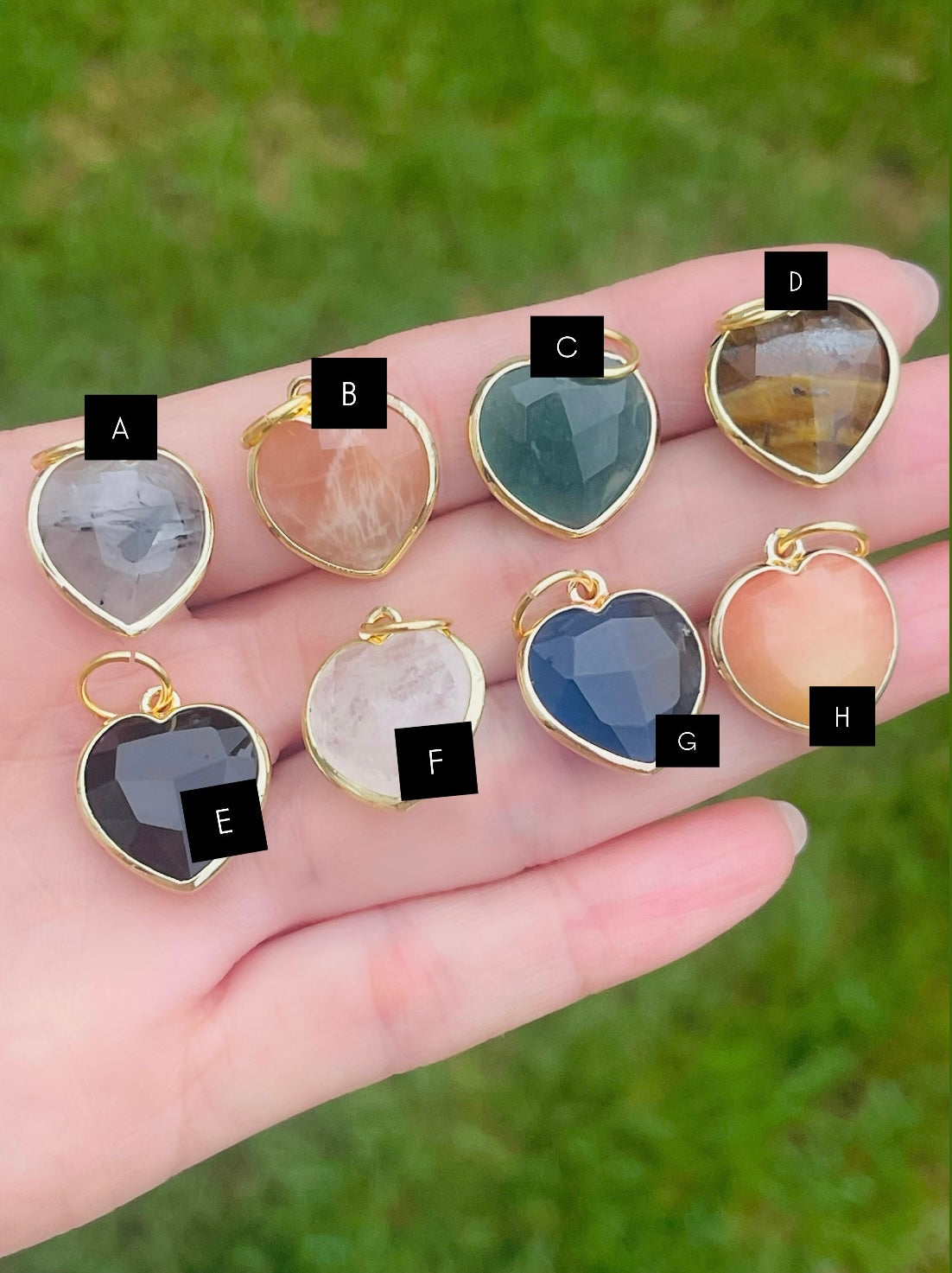 Fall Heart Stone Charms