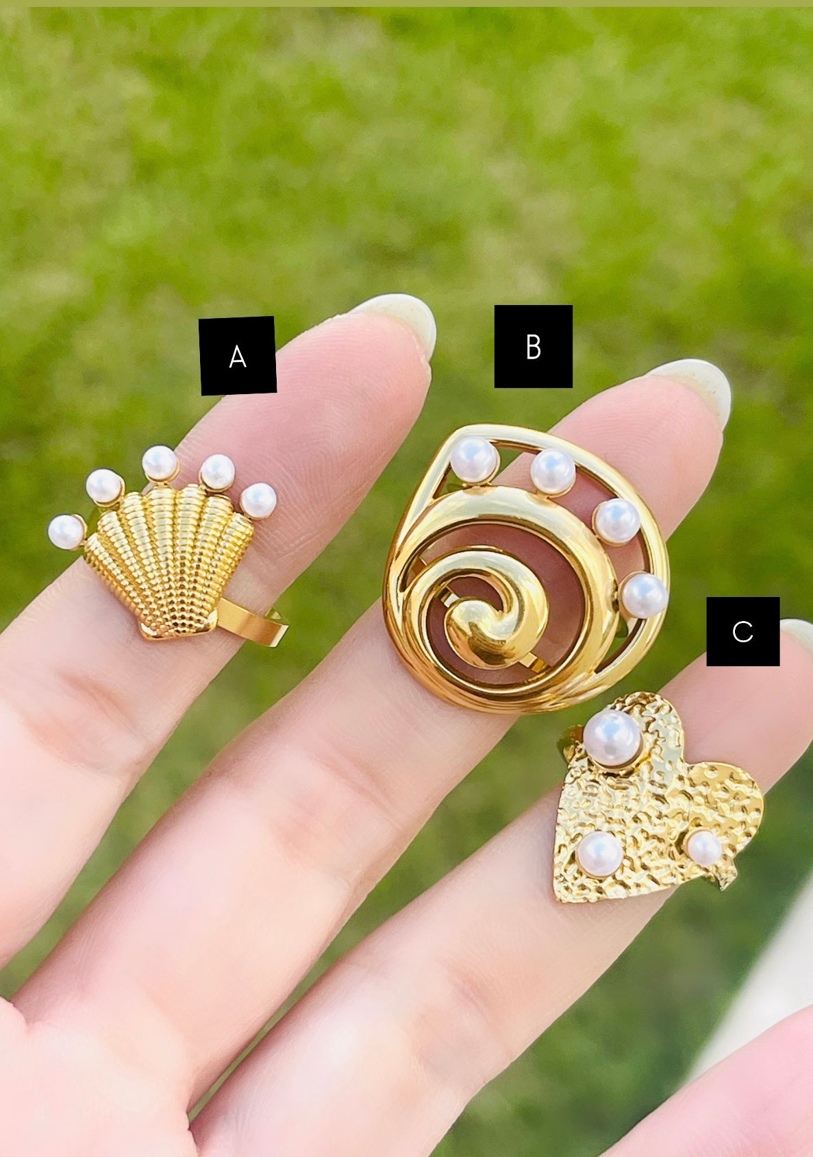 SS Pearl Cuff Ring