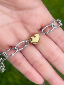 SS Two Tone Heart Bracelets
