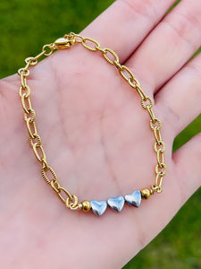 SS Two Tone Heart Bracelets