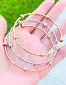 Three Tone Ball Bangle • Medium