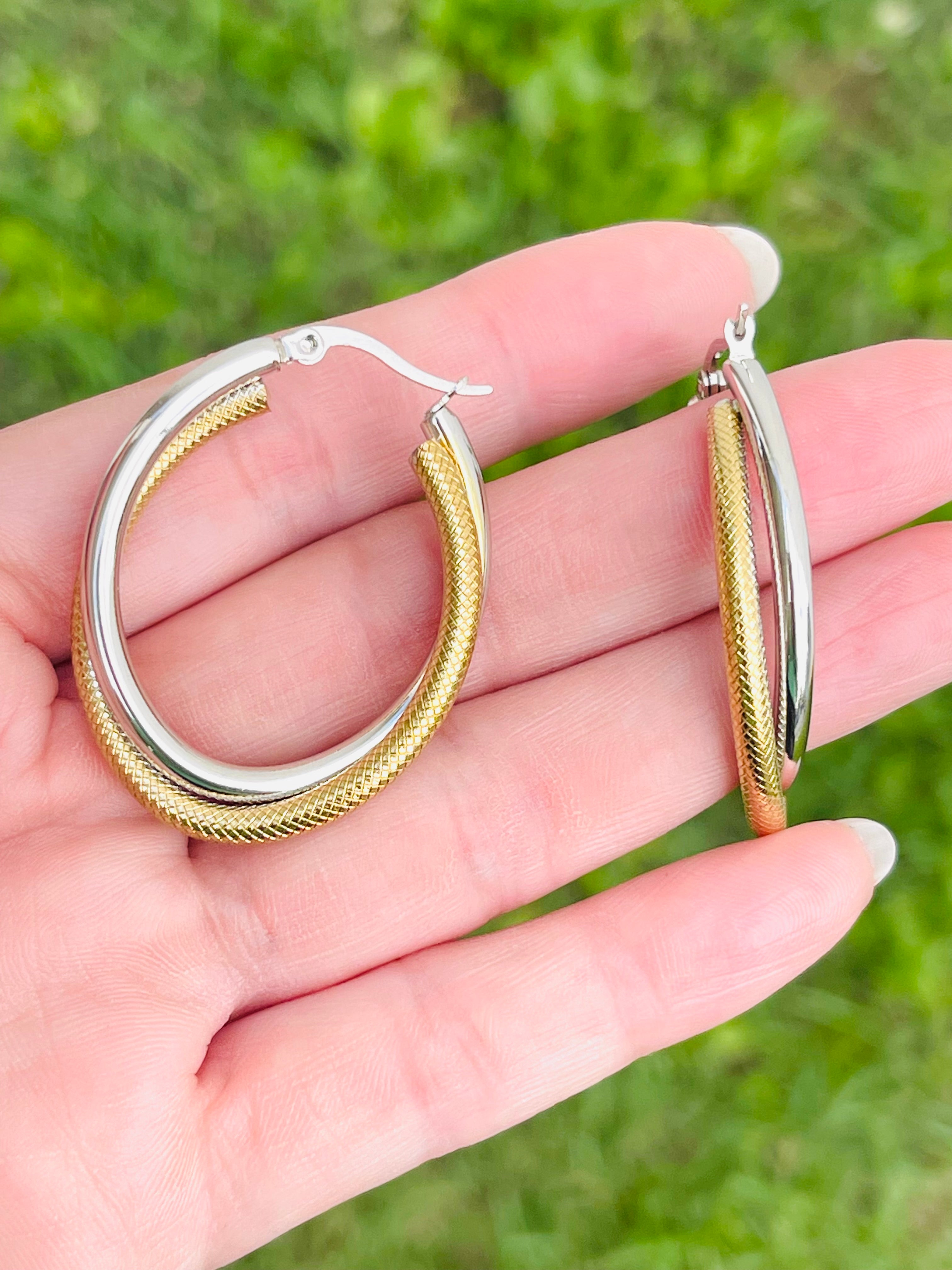 Textured Two Tone Hoop