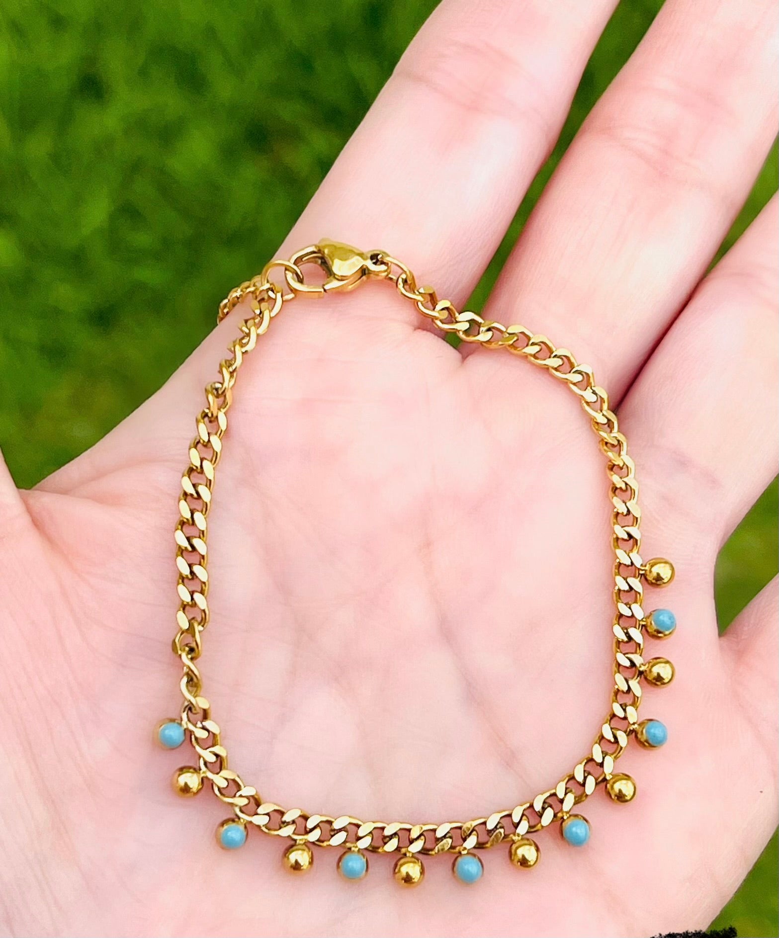 SS Turquoise Dots Bracelets