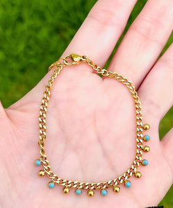 SS Turquoise Dots Bracelets