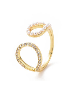 Double Drop Pearl Ring