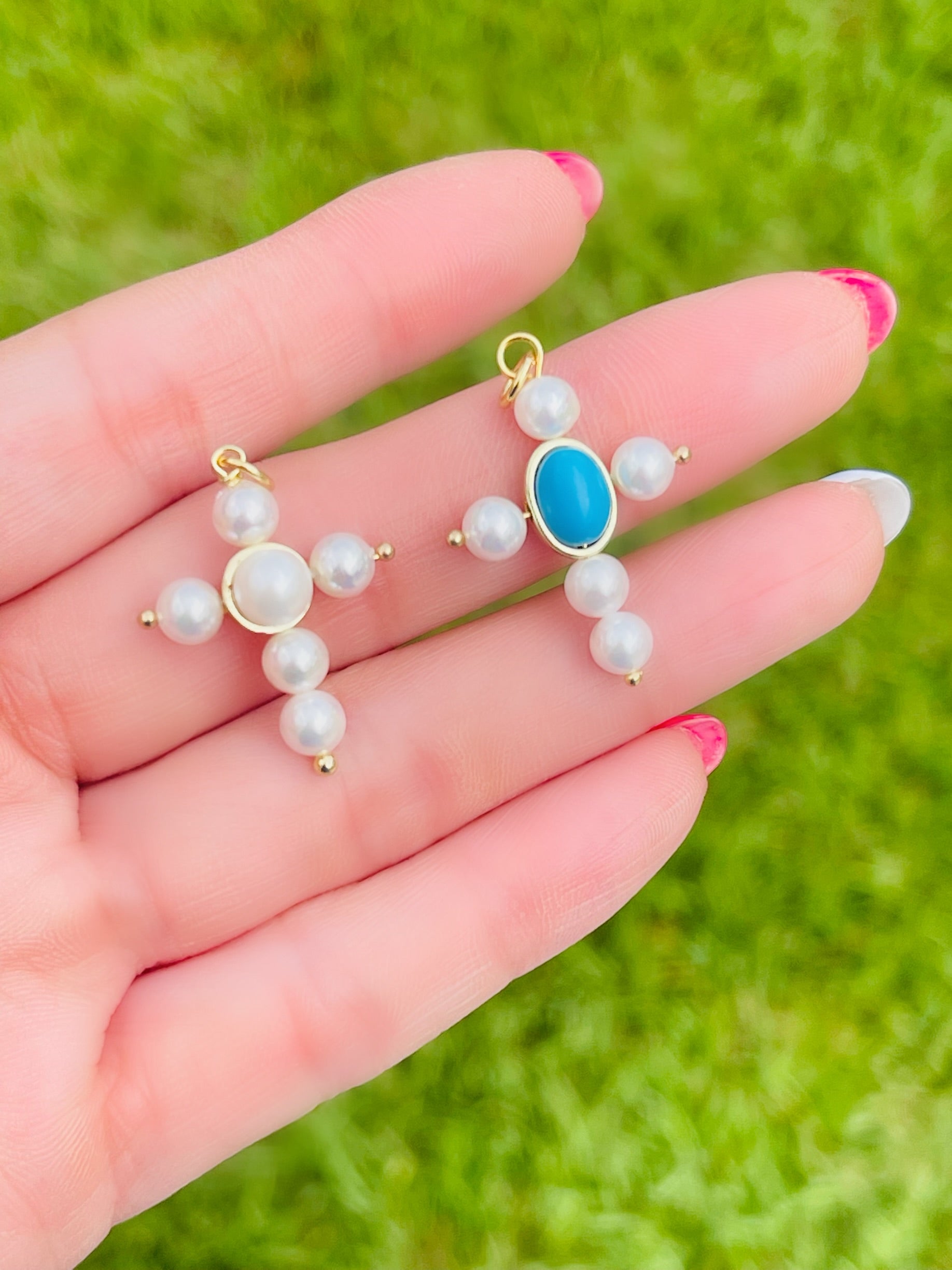 Pearl Cross Charm