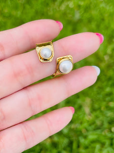 SS Double Pearl Cuff Ring