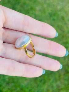 SS Oval Pearl Ring