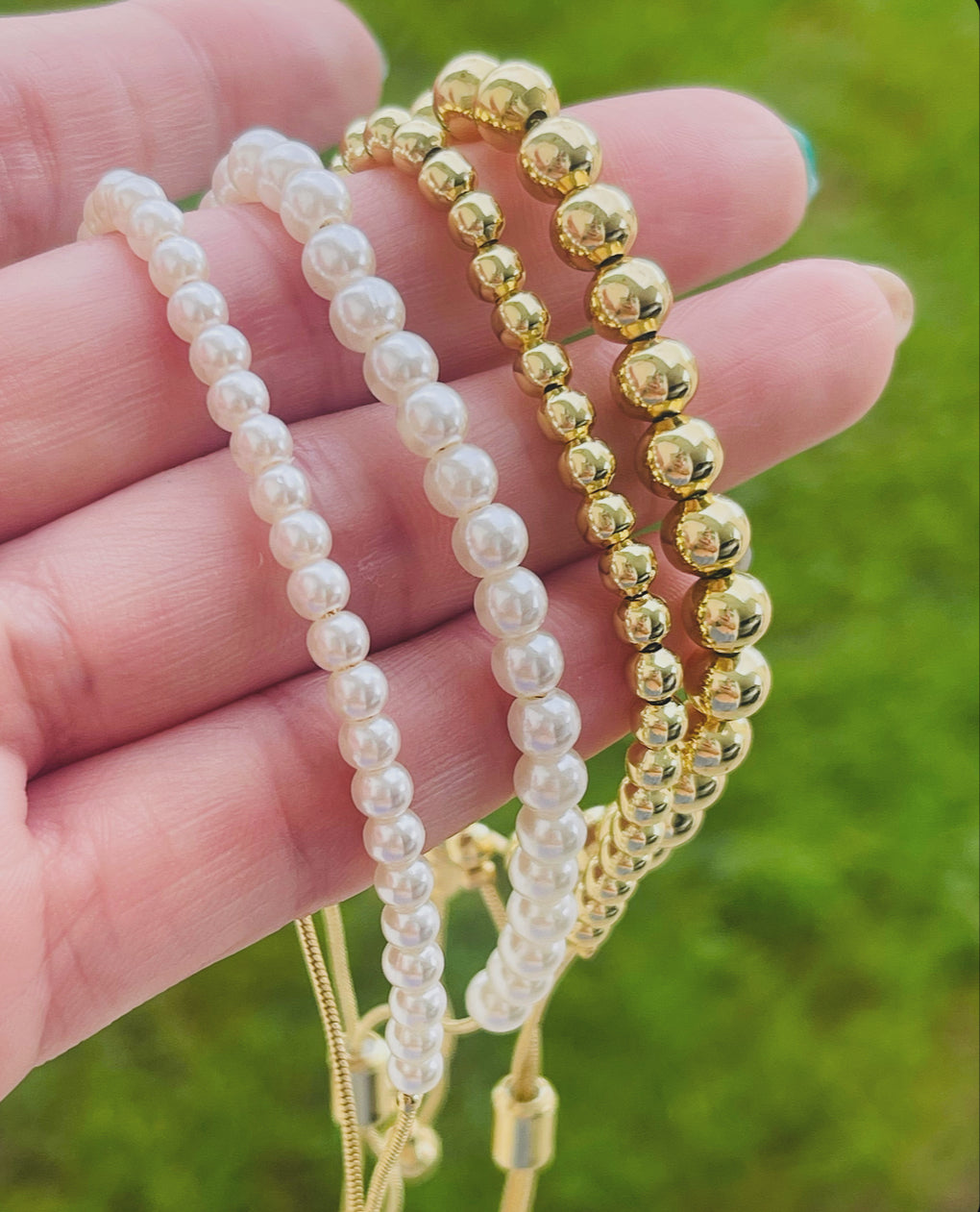 Pearl or Ball Adjustable Bracelets