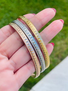 Three Tone Textured Bangle (Medium)