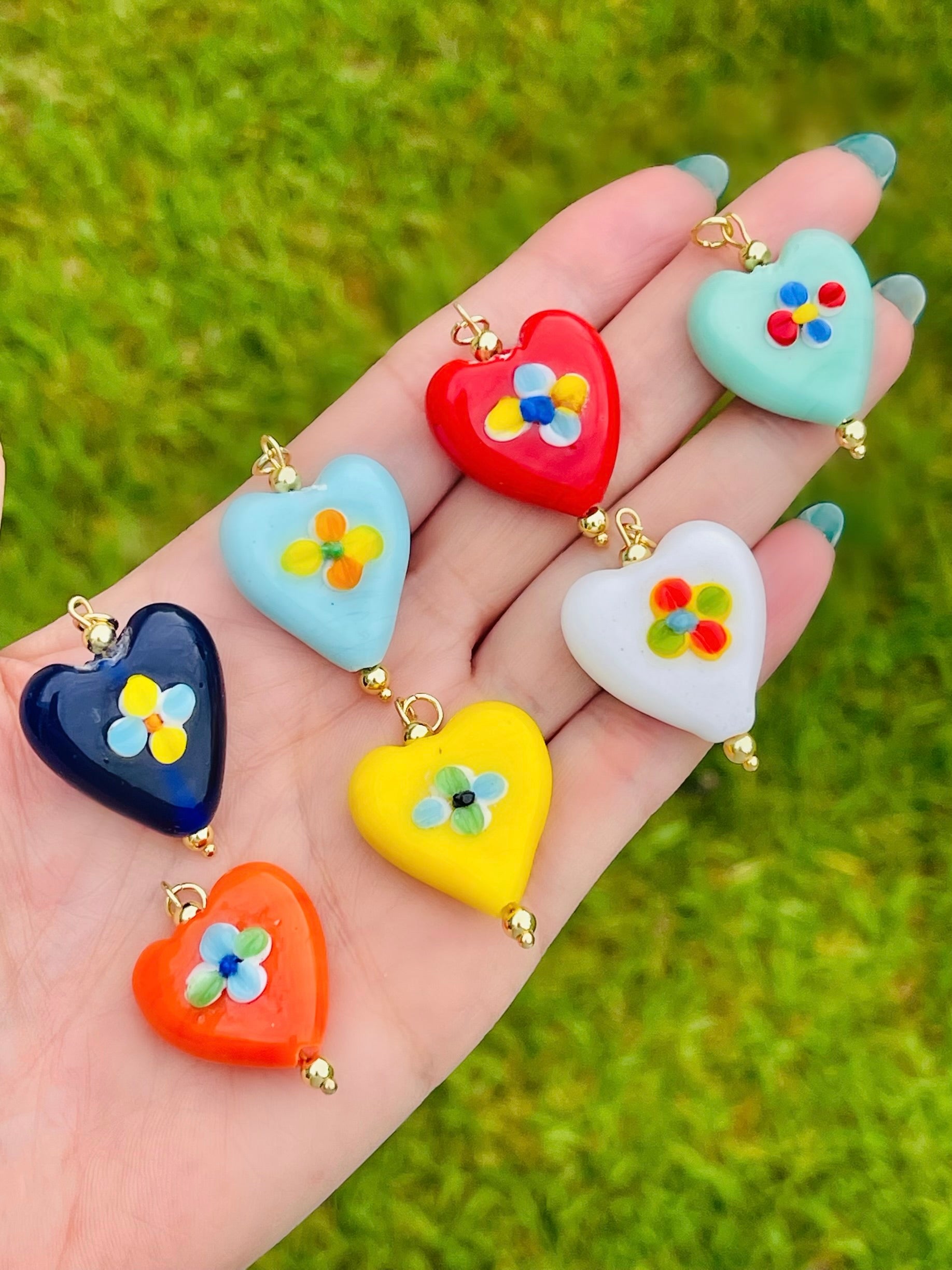 Lampwork • Big Heart Charms