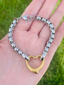 Big Heart Bracelets • Two Tone
