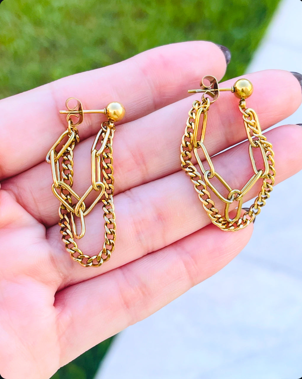 SS Double Chain Earring