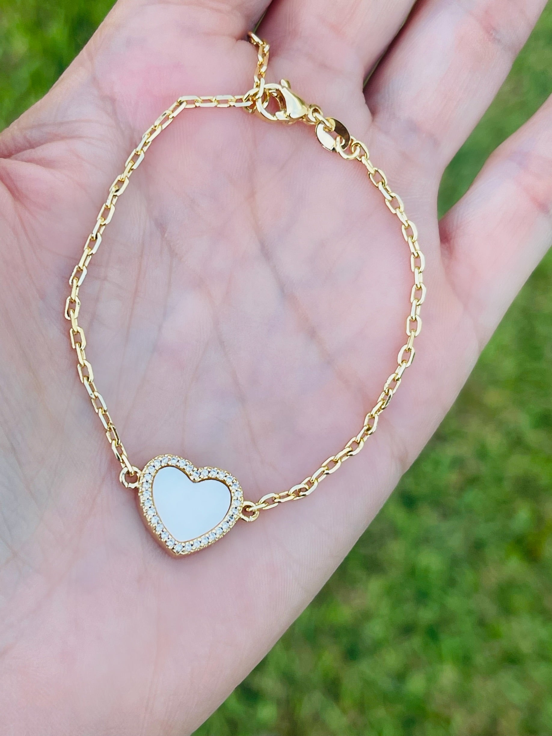 White Heart Bracelets • Reversible