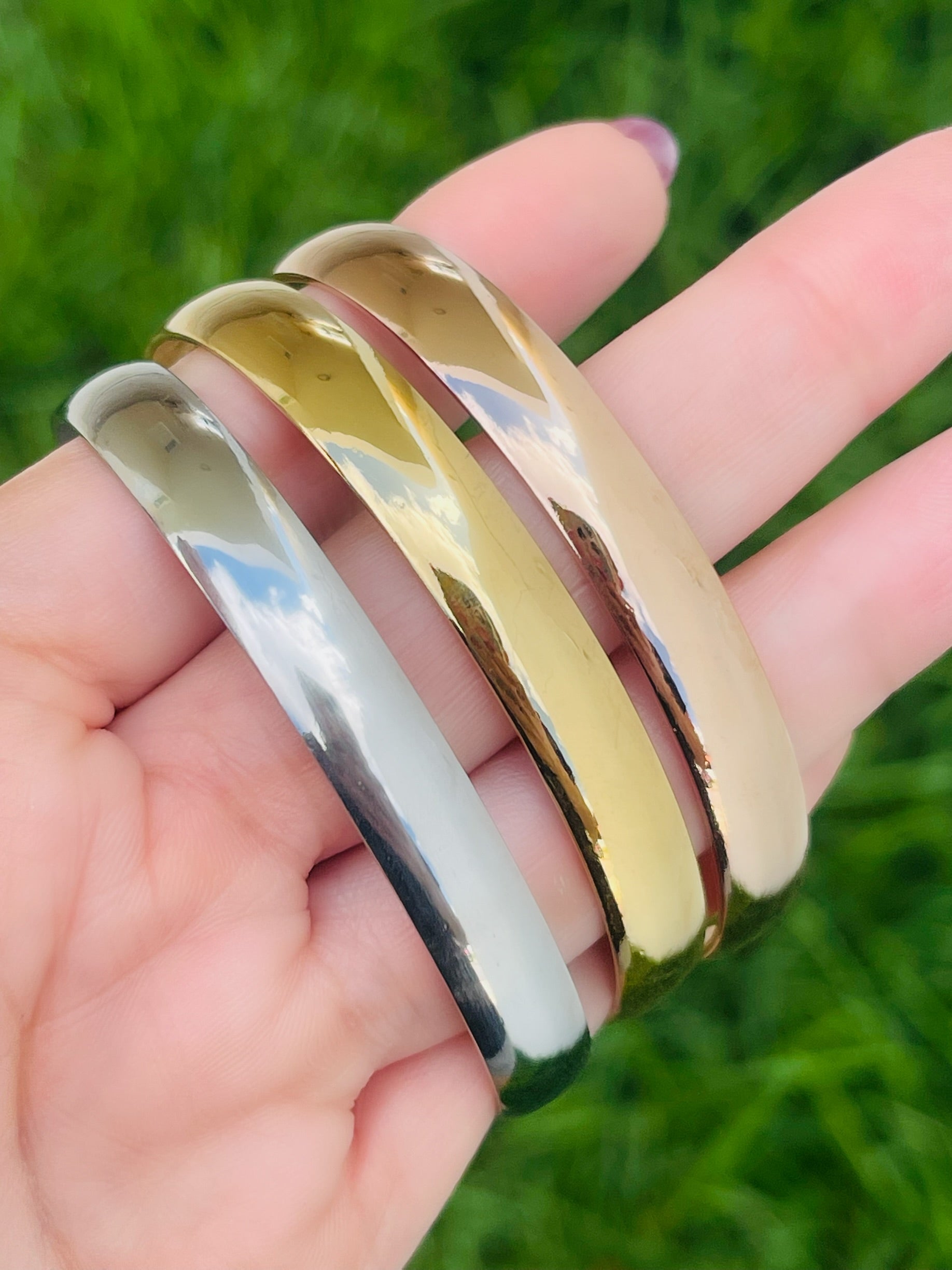 Bold Three Tone Bangle Set