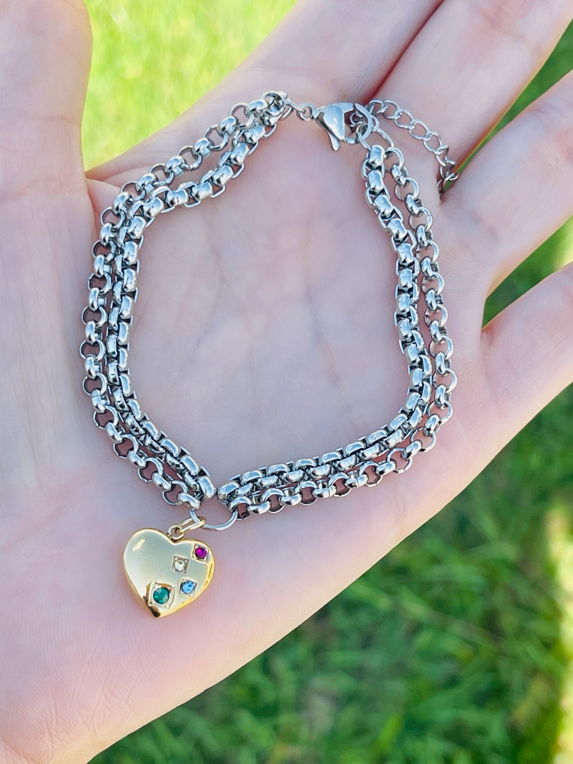 SS Multicolor Heart Bracelets