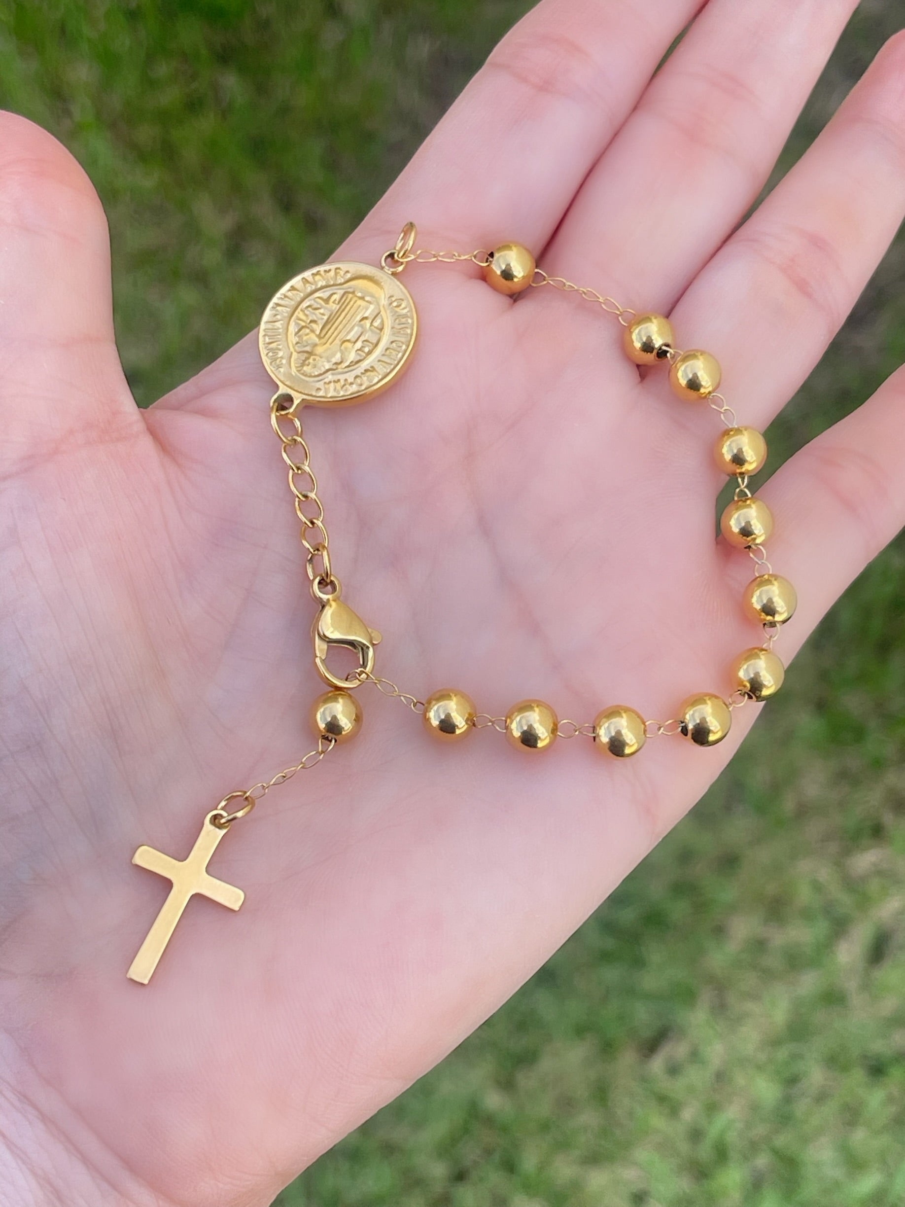 SS Golden Rosary Bracelets