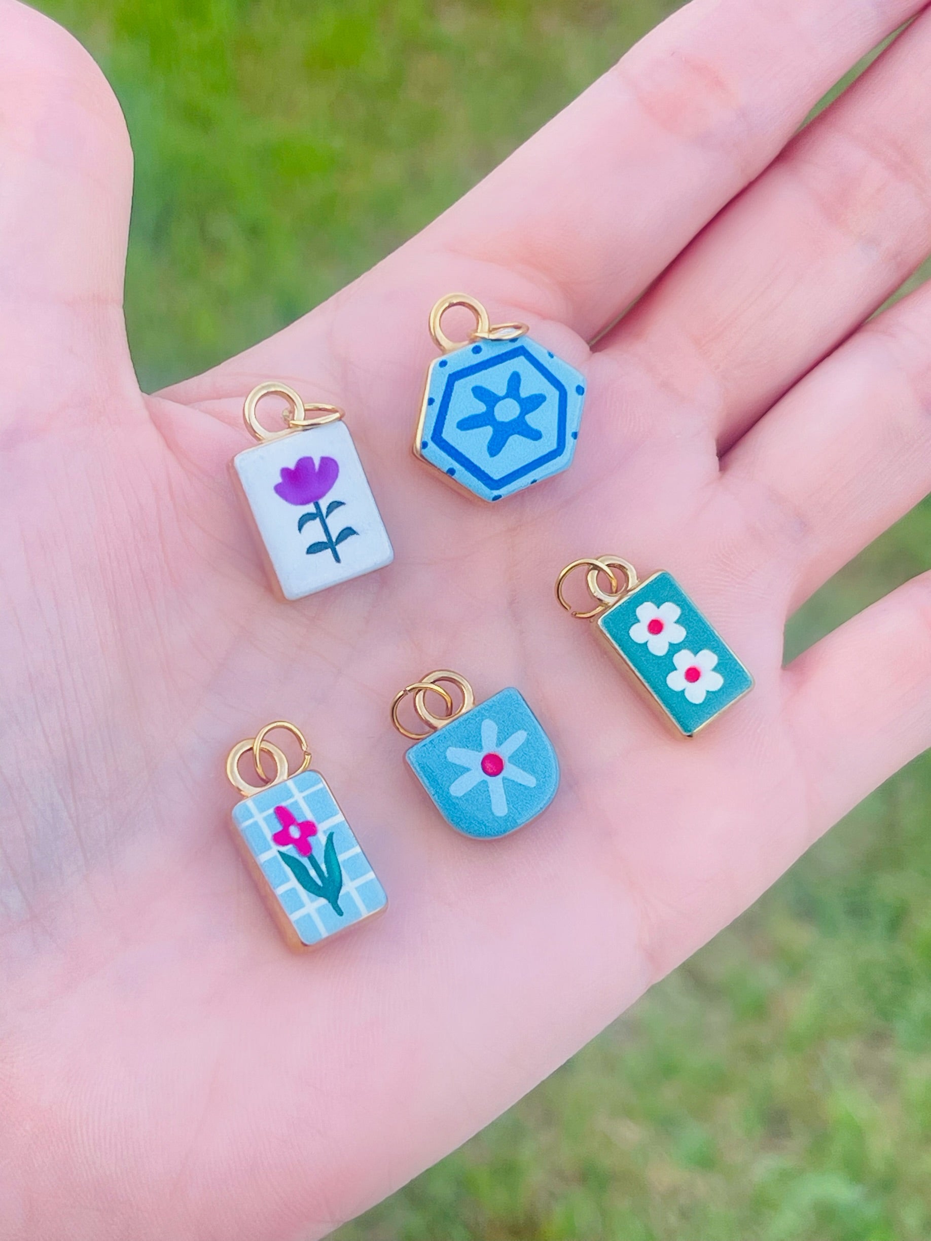 SS Enamel Flower Charms