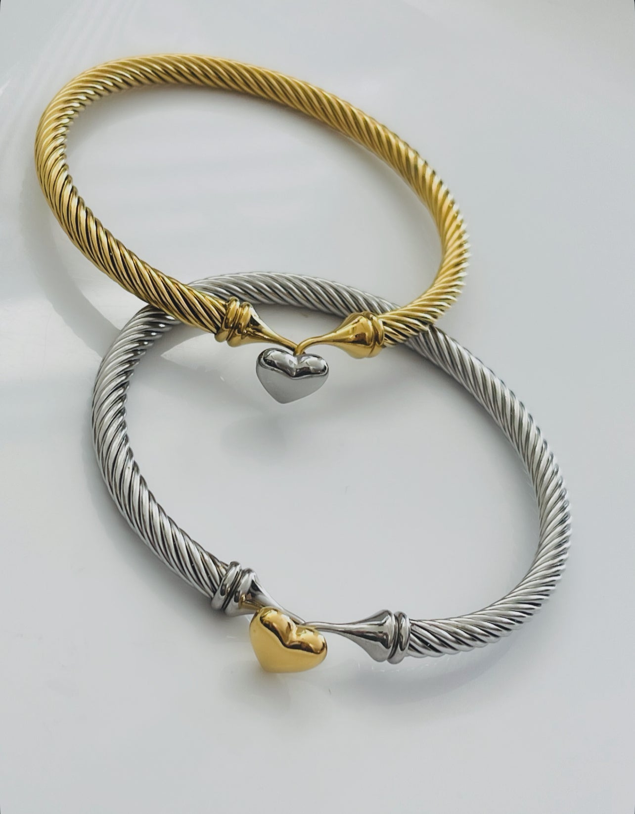 Two Tone Heart Bangle