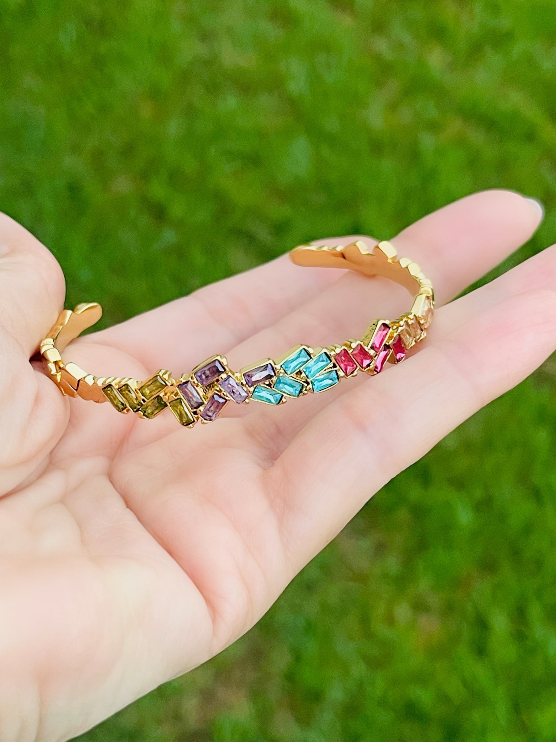 SS Crystal Multicolor Bangle