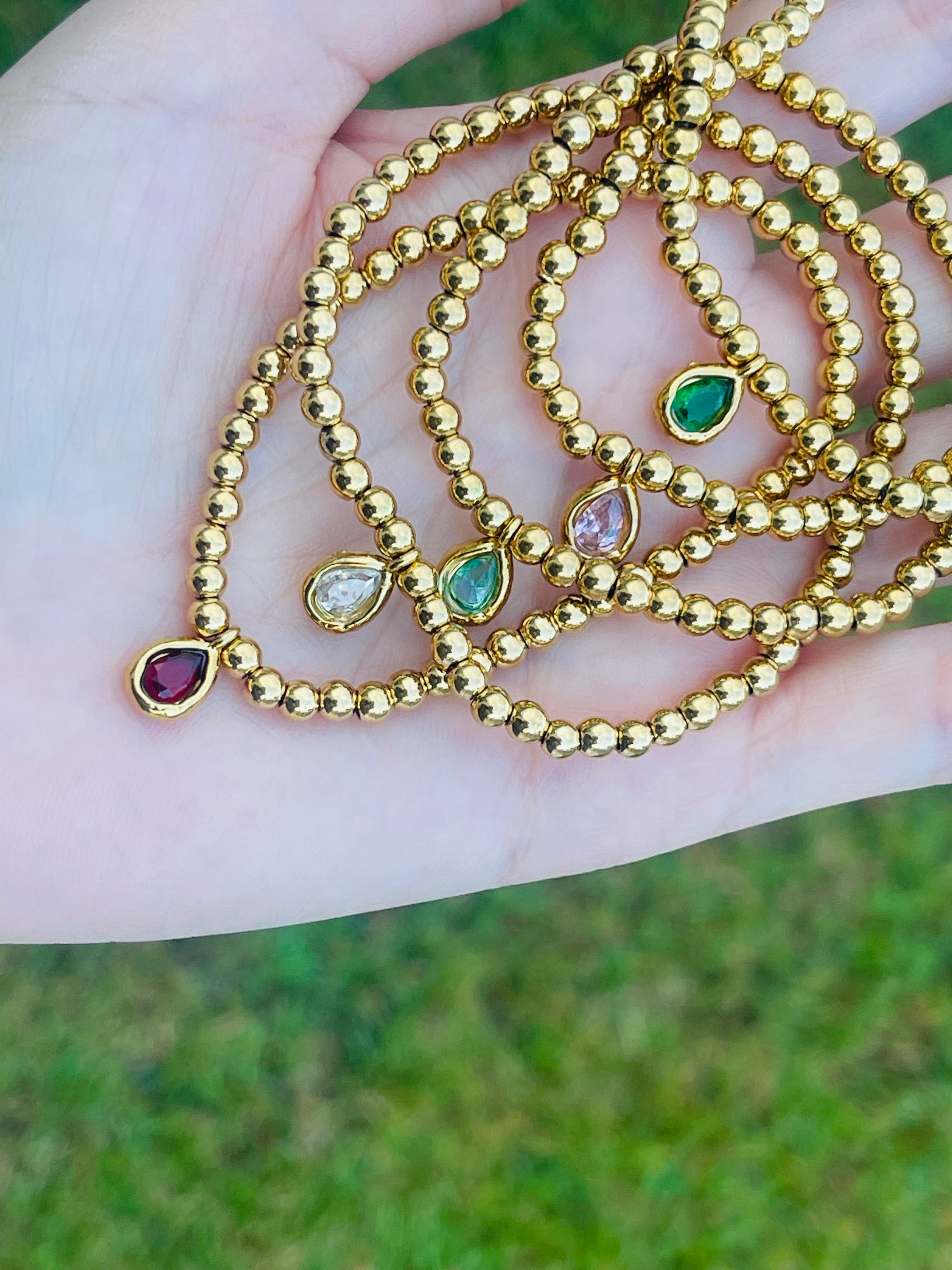 SS Stone Elastic Bracelets