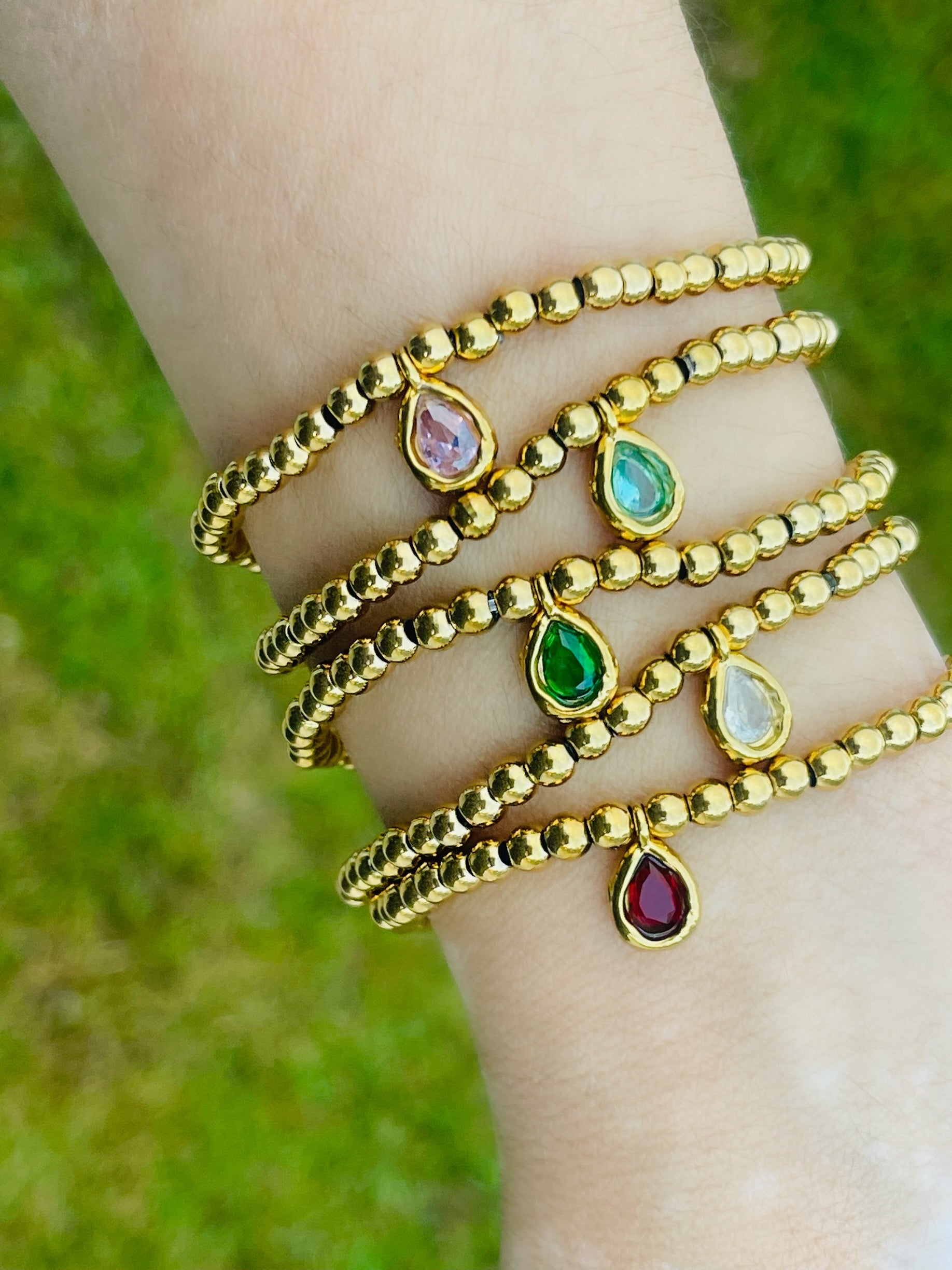 SS Stone Elastic Bracelets