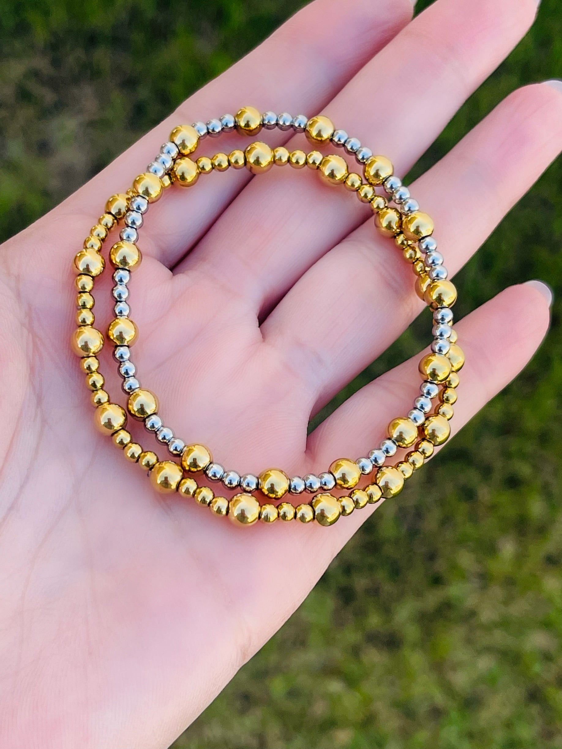 SS Elastic Ball Bracelets